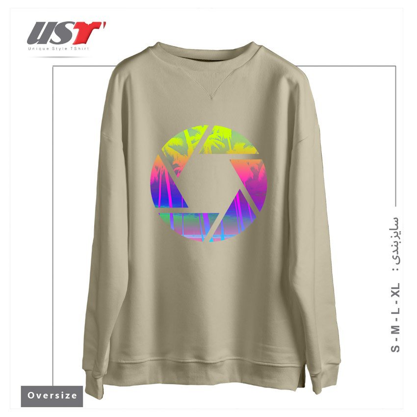 طرح CAPTURE THE SUMMER سوییشرت اورسایزرنگ نخودی