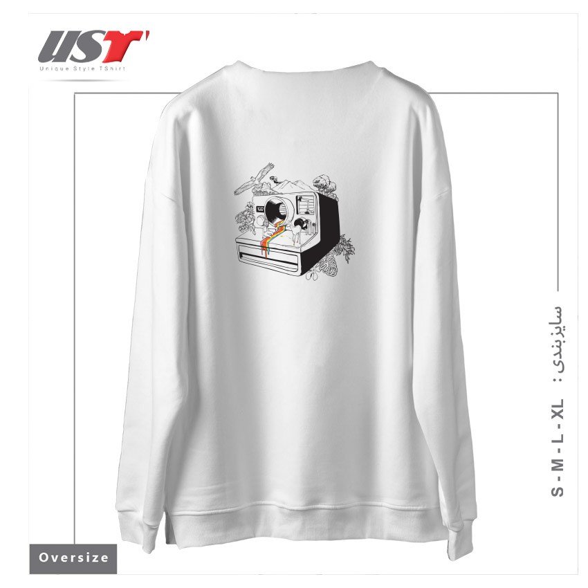 طرح CAPTURED NOSTALGIA سوییشرت اورسایزرنگ سفید