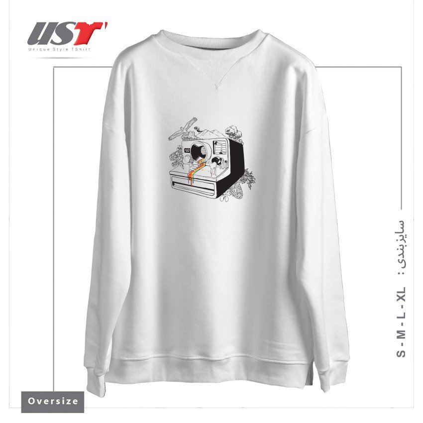 طرح CAPTURED NOSTALGIA سوییشرت اورسایزرنگ سفید