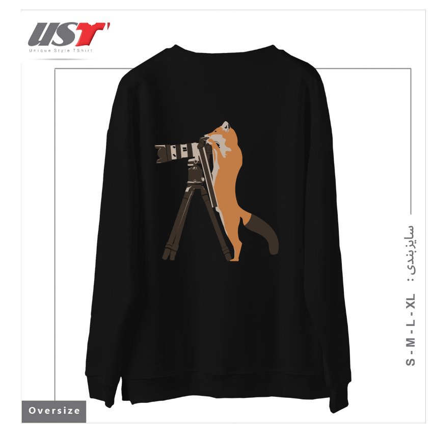 طرح FOXTOGRAPHER سوییشرت اورسایزرنگ مشکی