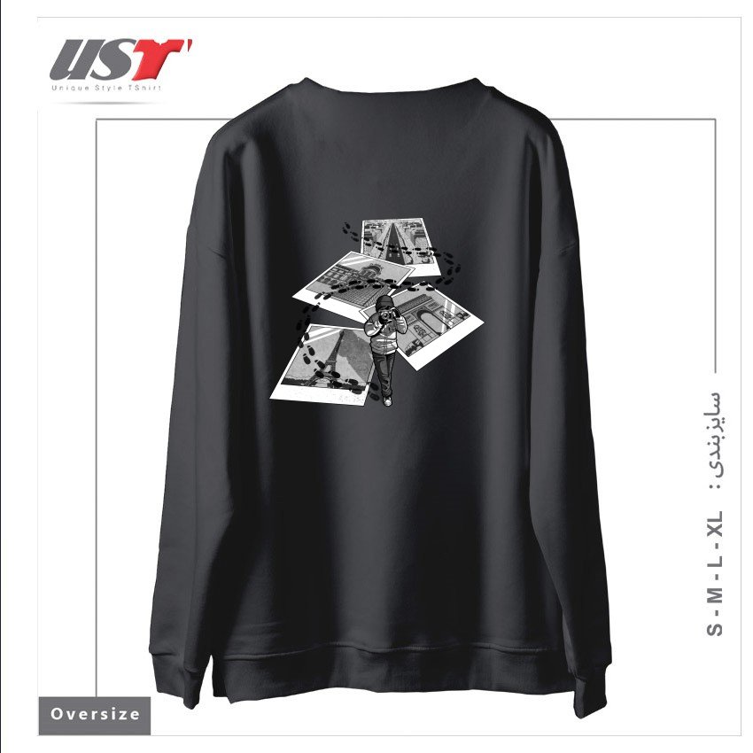 طرح I LOVE PARIS TOURIST سوییشرت اورسایزرنگ دودی