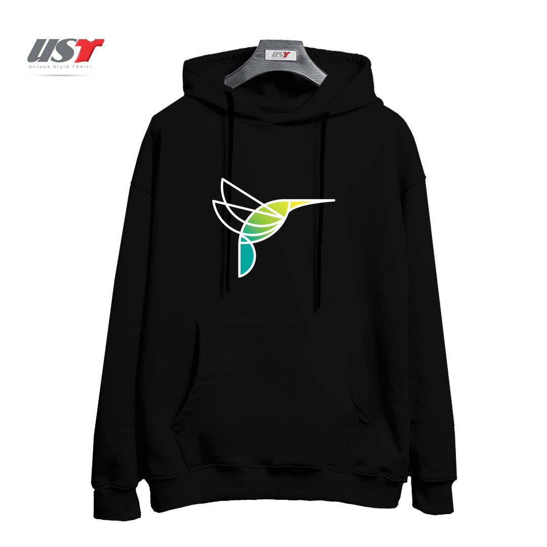 طرح HUMMINGBIRD هودی اورسایزرنگ مشکی