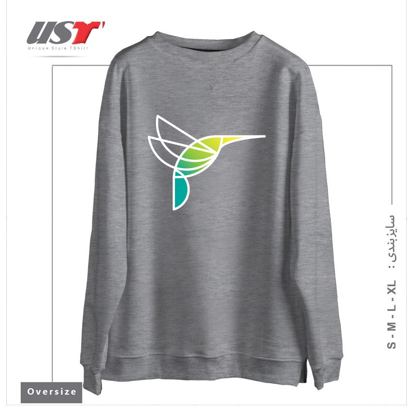 سوییشرت اورسایز طرح HUMMINGBIRD
