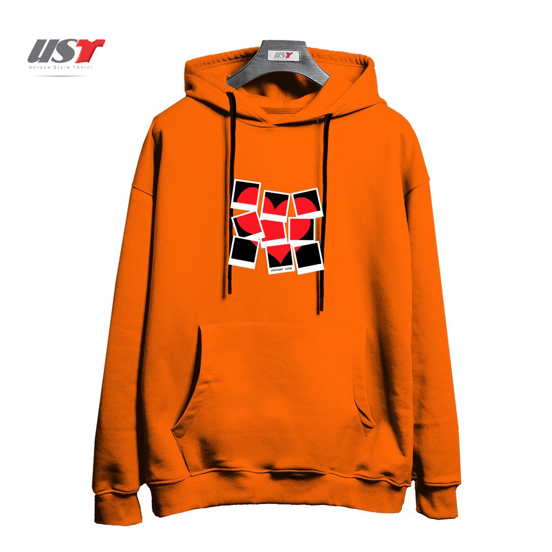 طرح INSTANT LOVE هودی اورسایزرنگ نارنجی