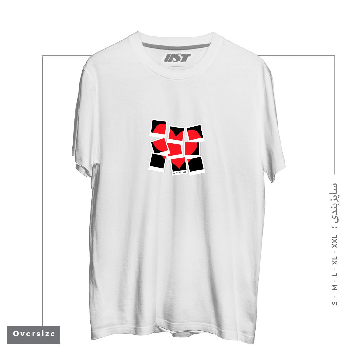 تیشرت اورسایز طرح INSTANT LOVE