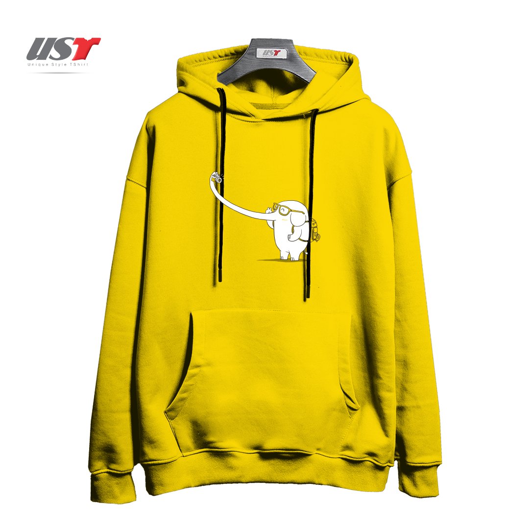 طرح LONELY TRAVELLER هودی اورسایزرنگ زرد