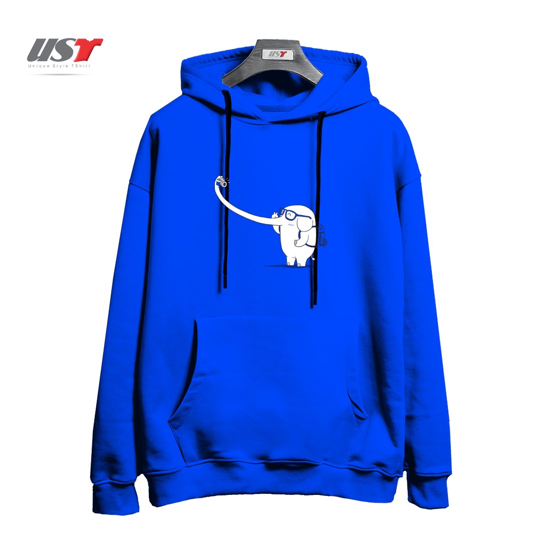 طرح LONELY TRAVELLER هودی اورسایزرنگ آبی شالی