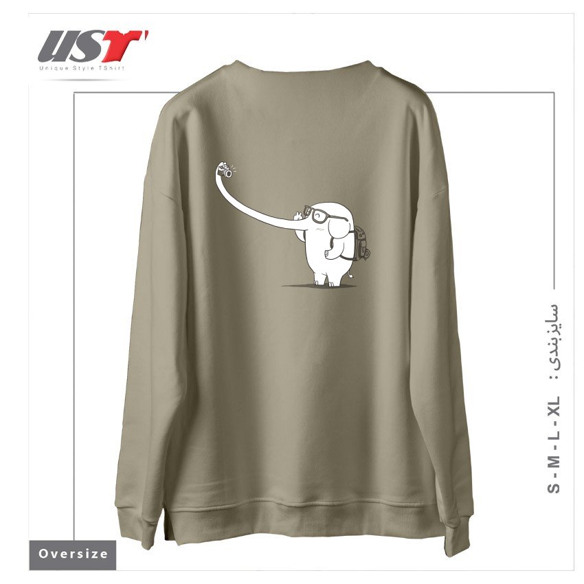 طرح LONELY TRAVELLER سوییشرت اورسایزرنگ نخودی