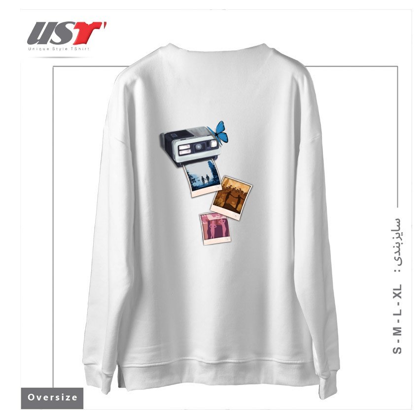 طرح MEMORIES سوییشرت اورسایزرنگ سفید