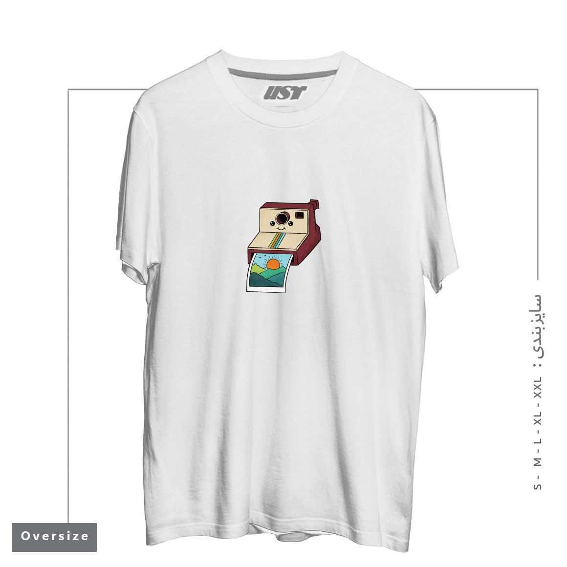 طرح NATURE PHOTO تیشرت اورسایزرنگ سفید