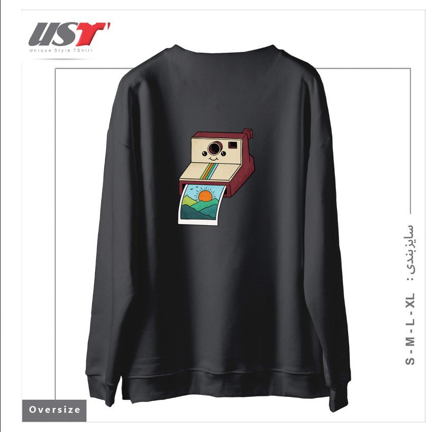 طرح NATURE PHOTO سوییشرت اورسایزرنگ دودی