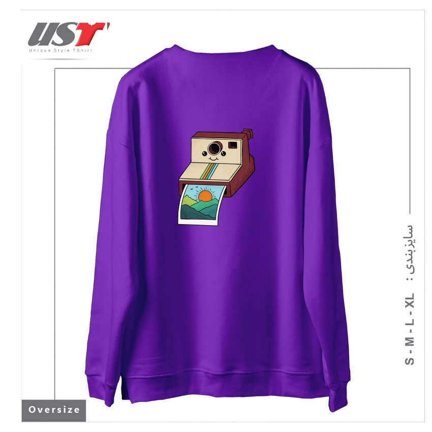 طرح NATURE PHOTO سوییشرت اورسایزرنگ بنفش