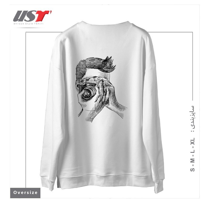 طرح PHOTOGRAPHER2 سوییشرت اورسایزرنگ سفید