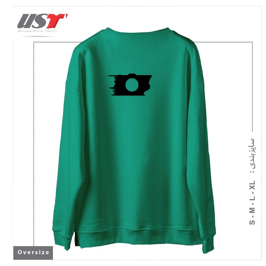 طرح PHOTOGRAPHER4 سوییشرت اورسایزرنگ سبز سدری