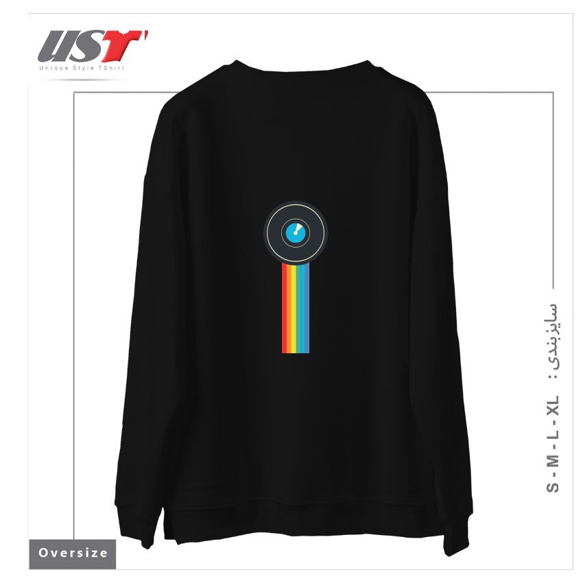 طرح POLAROID سوییشرت اورسایزرنگ مشکی