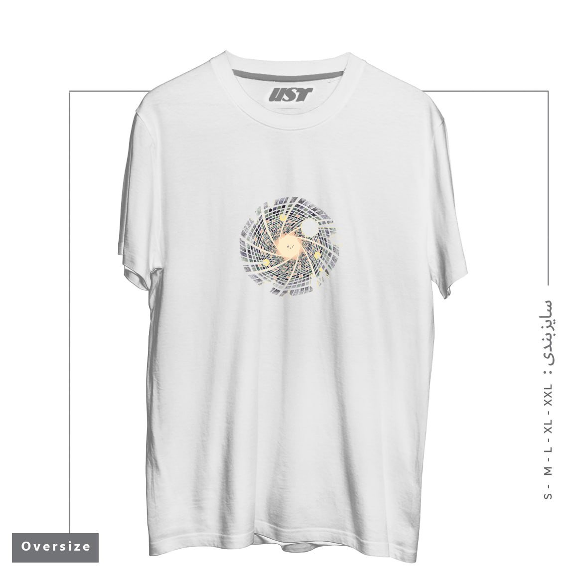 طرح SKY APERTURE تیشرت اورسایزرنگ سفید