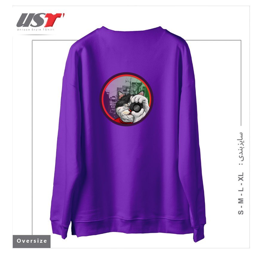 طرح STREET CAT TOKIO سوییشرت اورسایزرنگ بنفش