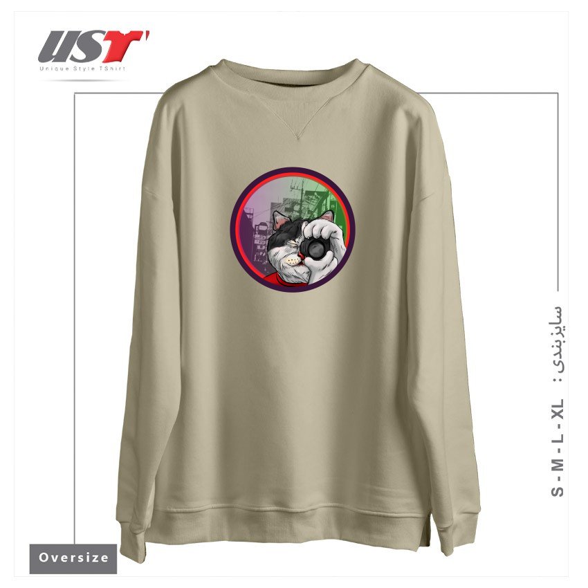 طرح STREET CAT TOKIO سوییشرت اورسایزرنگ نخودی