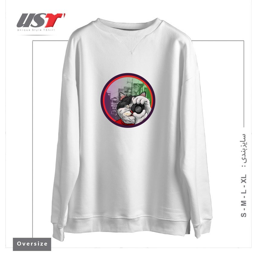 طرح STREET CAT TOKIO سوییشرت اورسایزرنگ سفید