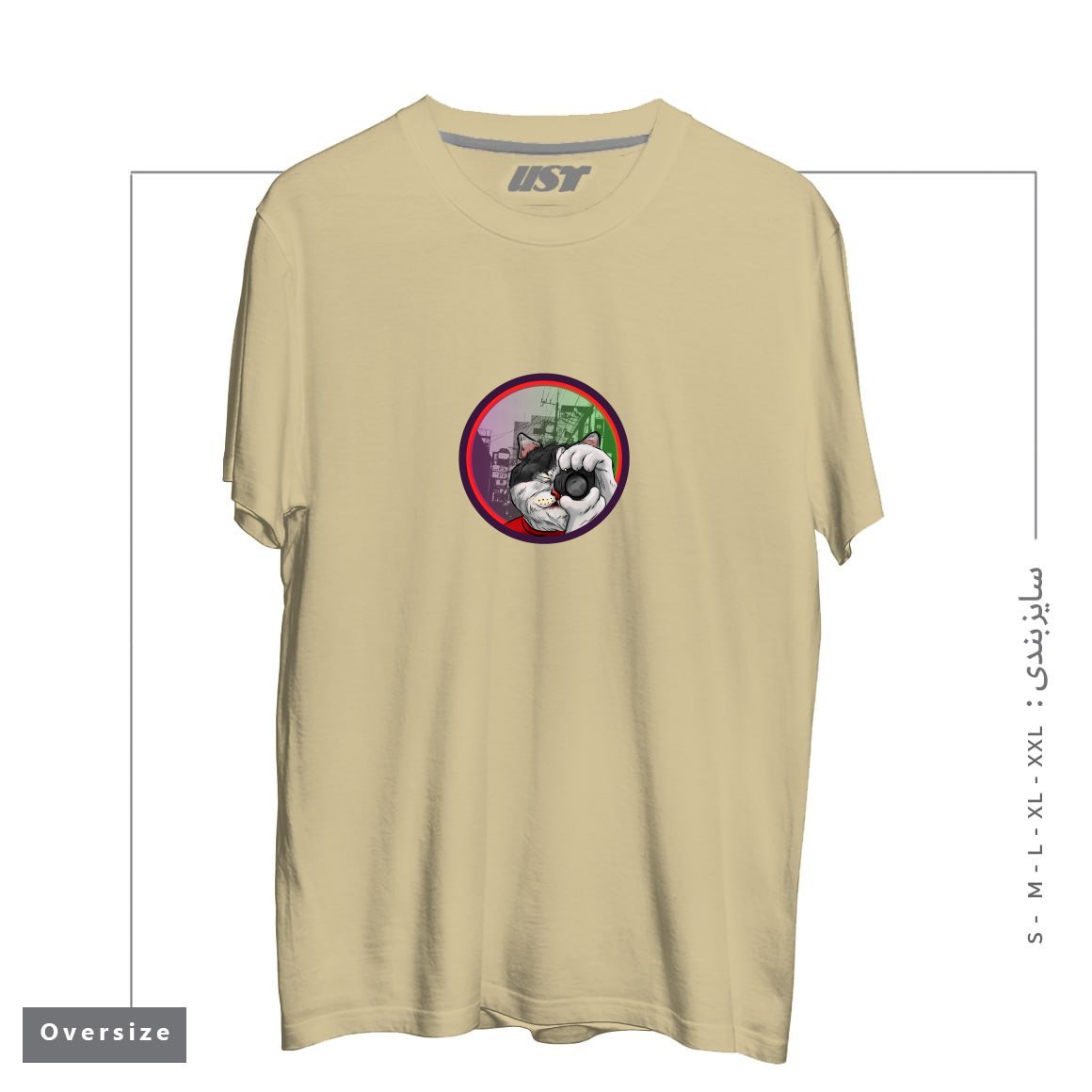 طرح STREET CAT TOKIO تیشرت اورسایزرنگ نخودی