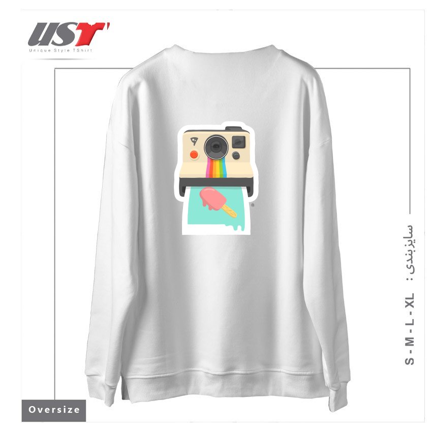 طرح SUMMER THINGS سوییشرت اورسایزرنگ سفید