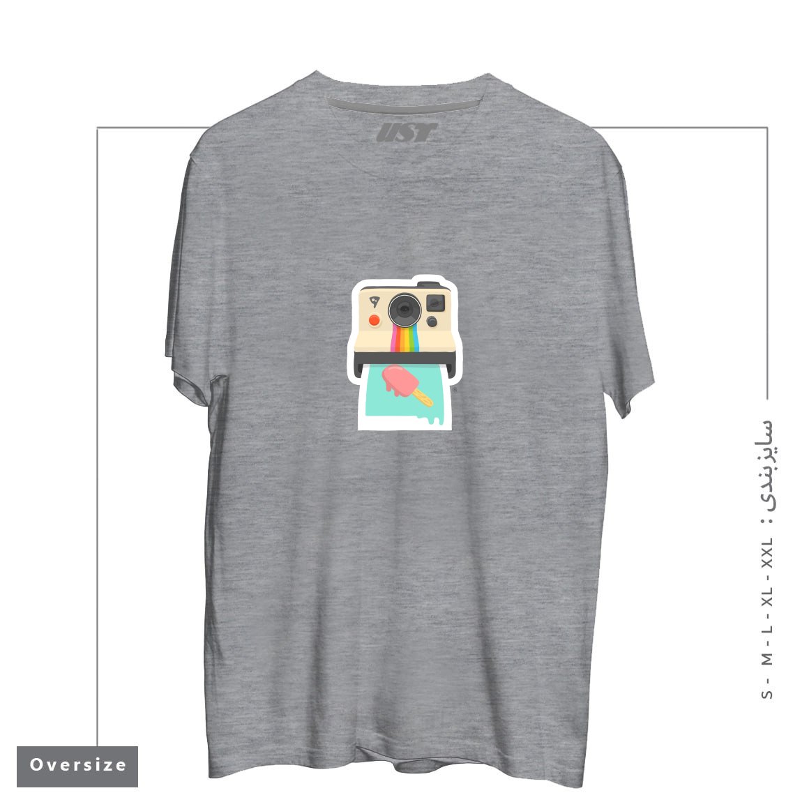 طرح SUMMER THINGS تیشرت اورسایزرنگ طوسی ملانژ