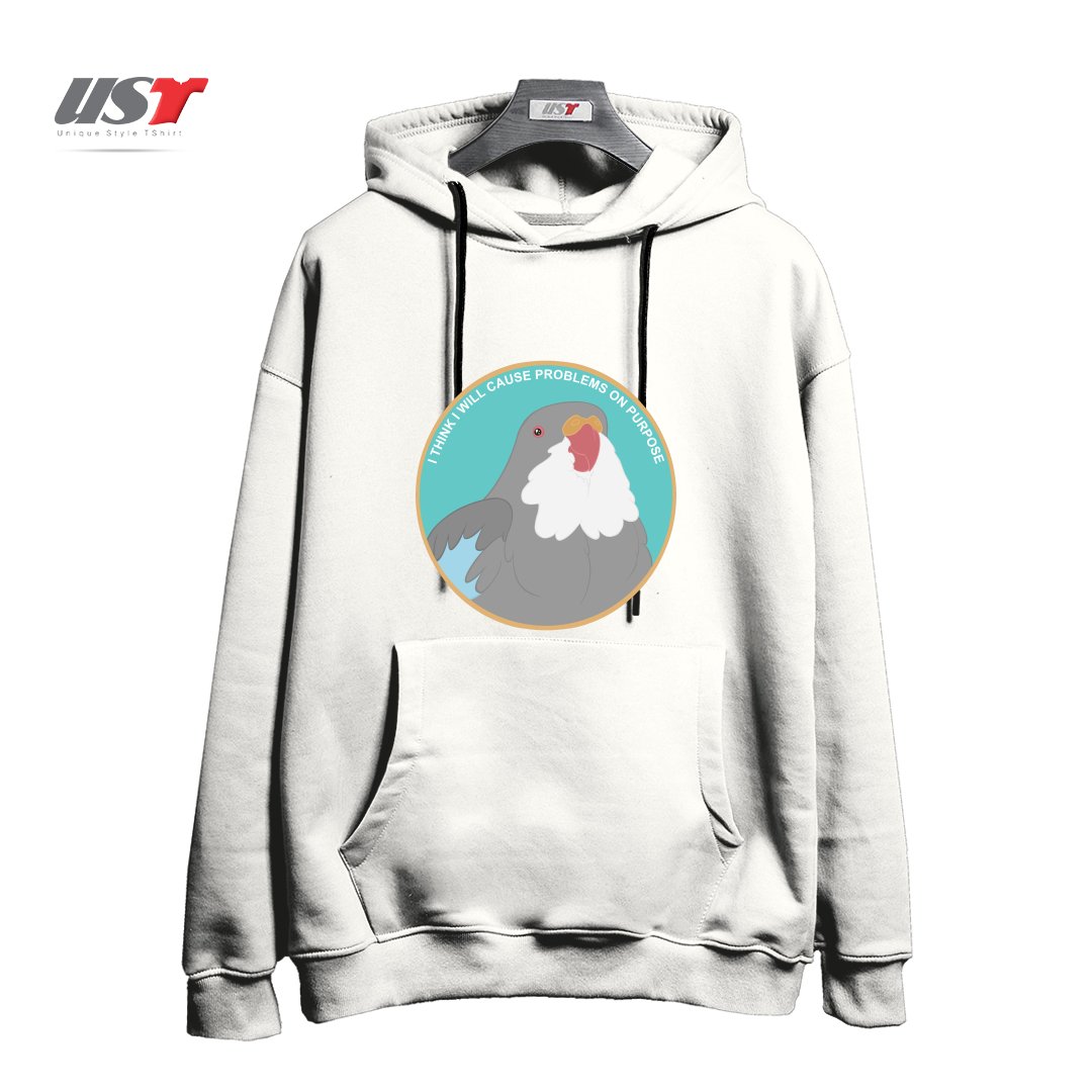طرح I THINK I WILL CAUSE PROBLEMS ON PURPOSE هودی اورسایزرنگ سفید
