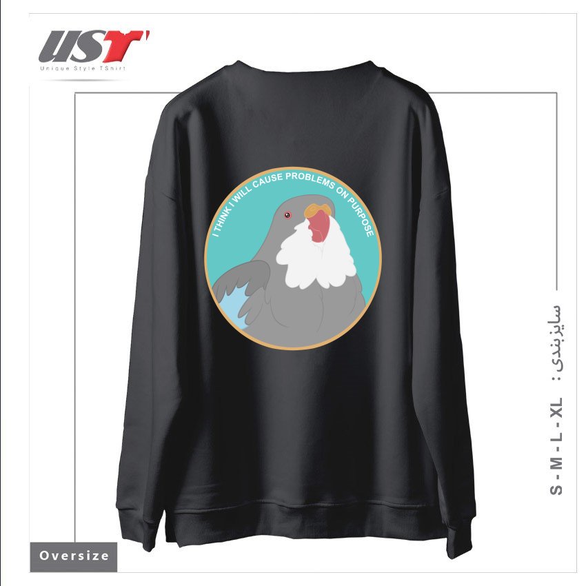 طرح I THINK I WILL CAUSE PROBLEMS ON PURPOSE سوییشرت اورسایزرنگ دودی