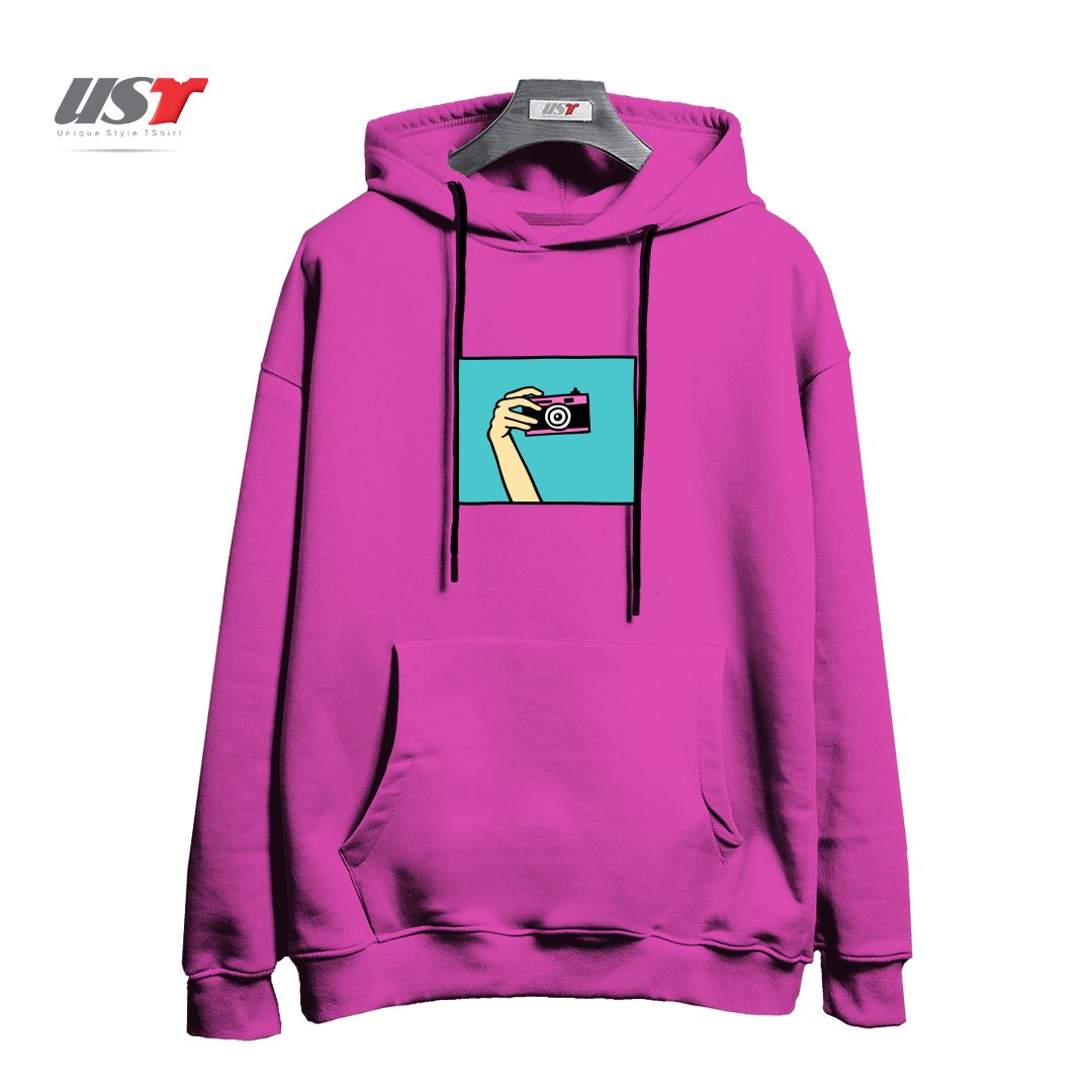 طرح TAKE A PICTURE هودی اورسایزرنگ صورتی