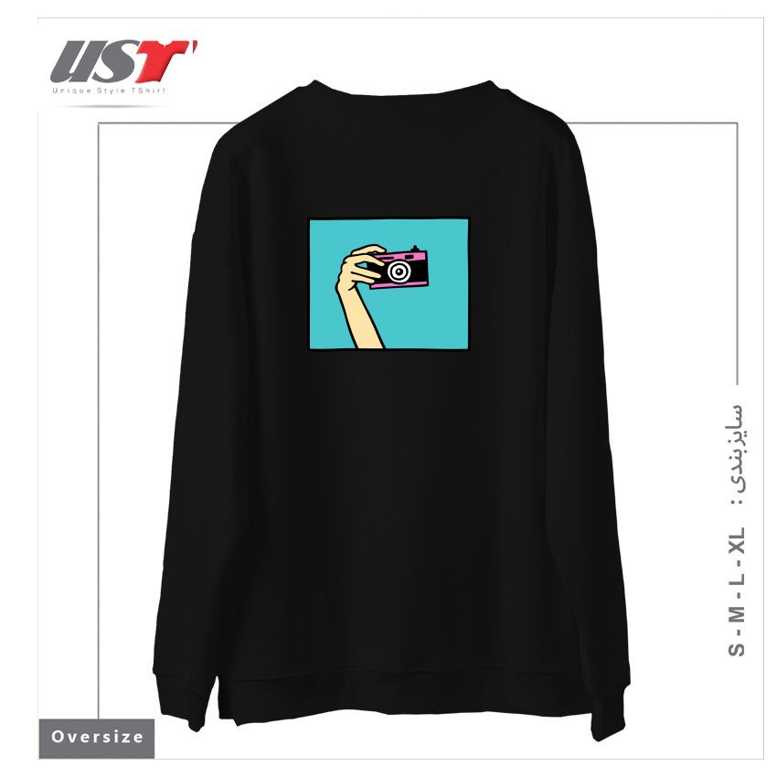 طرح TAKE A PICTURE سوییشرت اورسایزرنگ مشکی