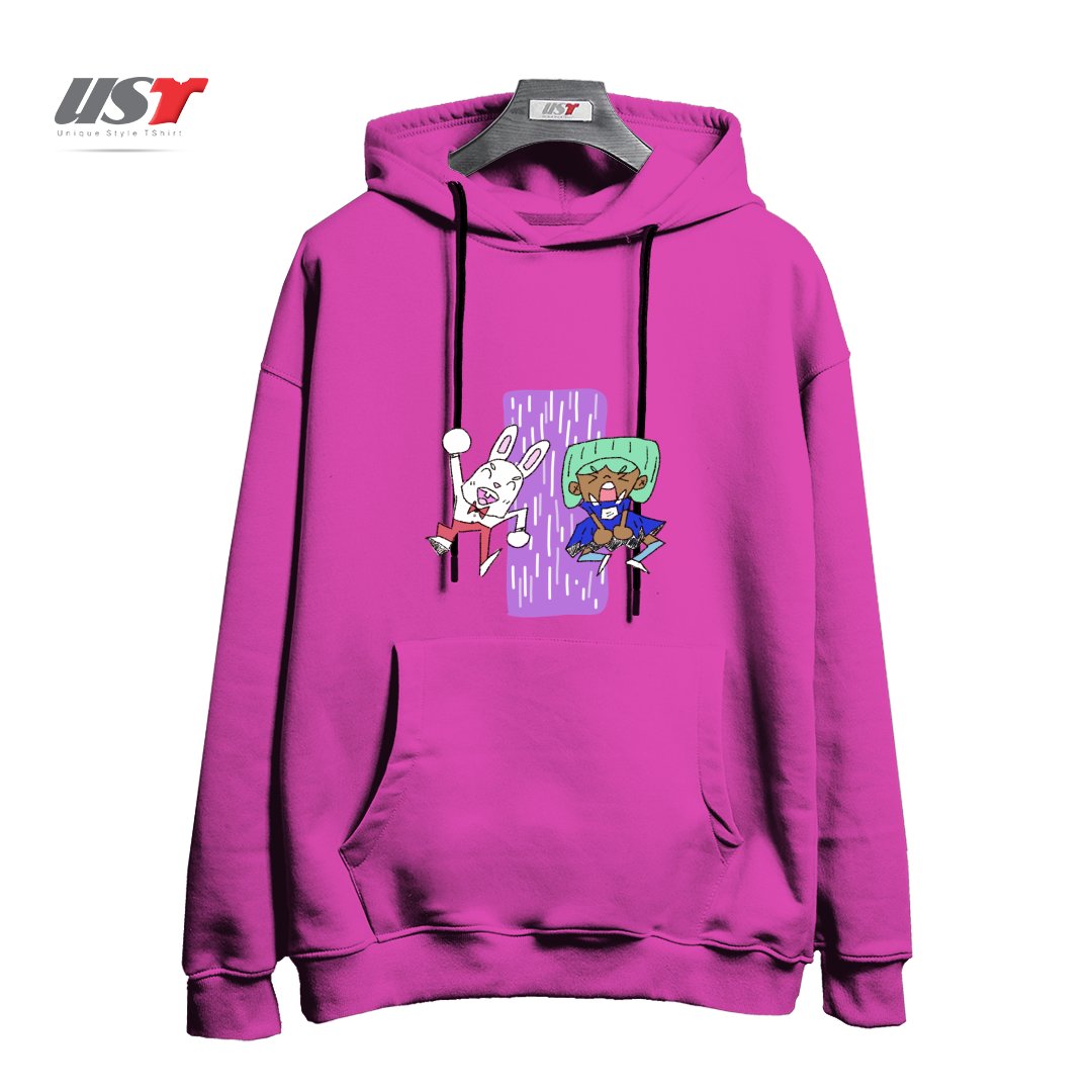 هودی اورسایز طرح ALICIA AND THE WHITE RABBIT