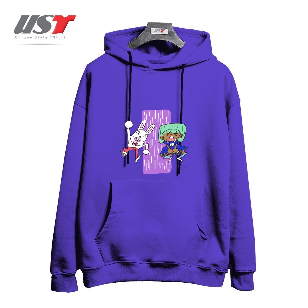 طرح ALICIA AND THE WHITE RABBIT هودی اورسایزرنگ بنفش