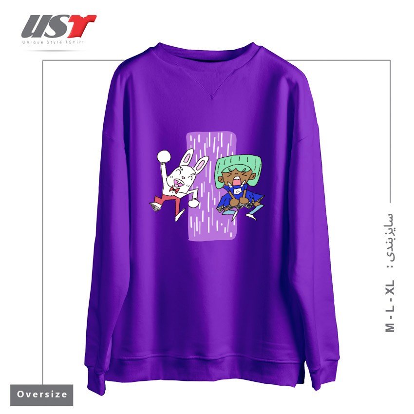 سوییشرت اورسایز طرح ALICIA AND THE WHITE RABBIT