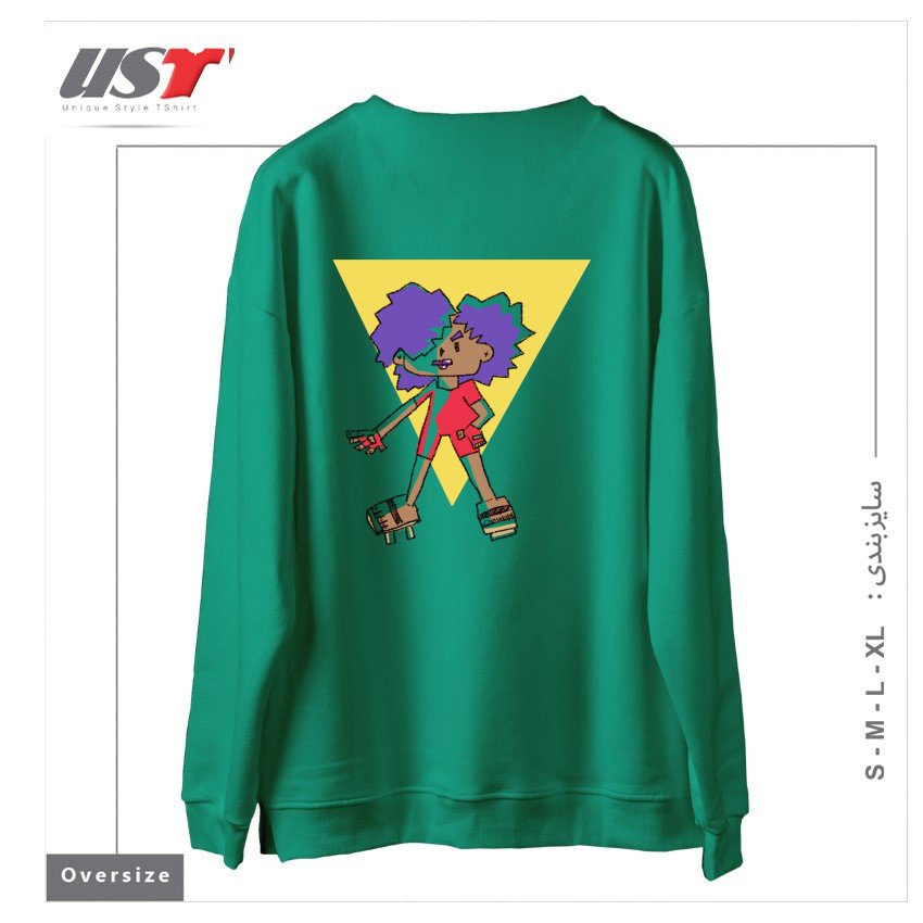 طرح DEBRA 'THUNDER' WATKINS سوییشرت اورسایزرنگ سبز سدری