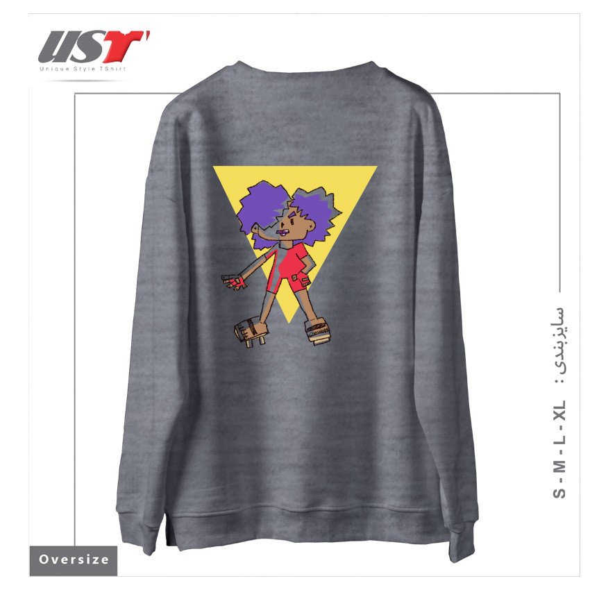 طرح DEBRA 'THUNDER' WATKINS سوییشرت اورسایزرنگ طوسی ملانژ