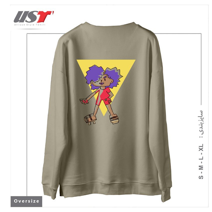 طرح DEBRA 'THUNDER' WATKINS سوییشرت اورسایزرنگ نخودی