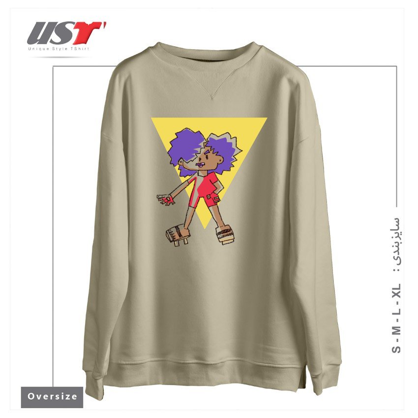 طرح DEBRA 'THUNDER' WATKINS سوییشرت اورسایزرنگ نخودی