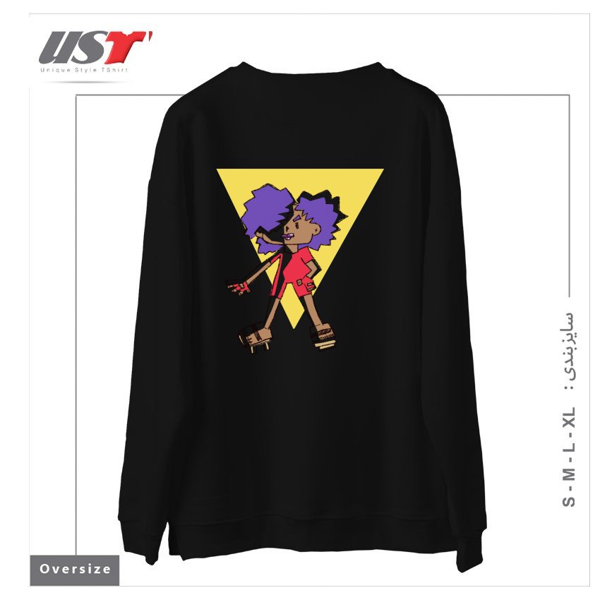 طرح DEBRA 'THUNDER' WATKINS سوییشرت اورسایزرنگ مشکی