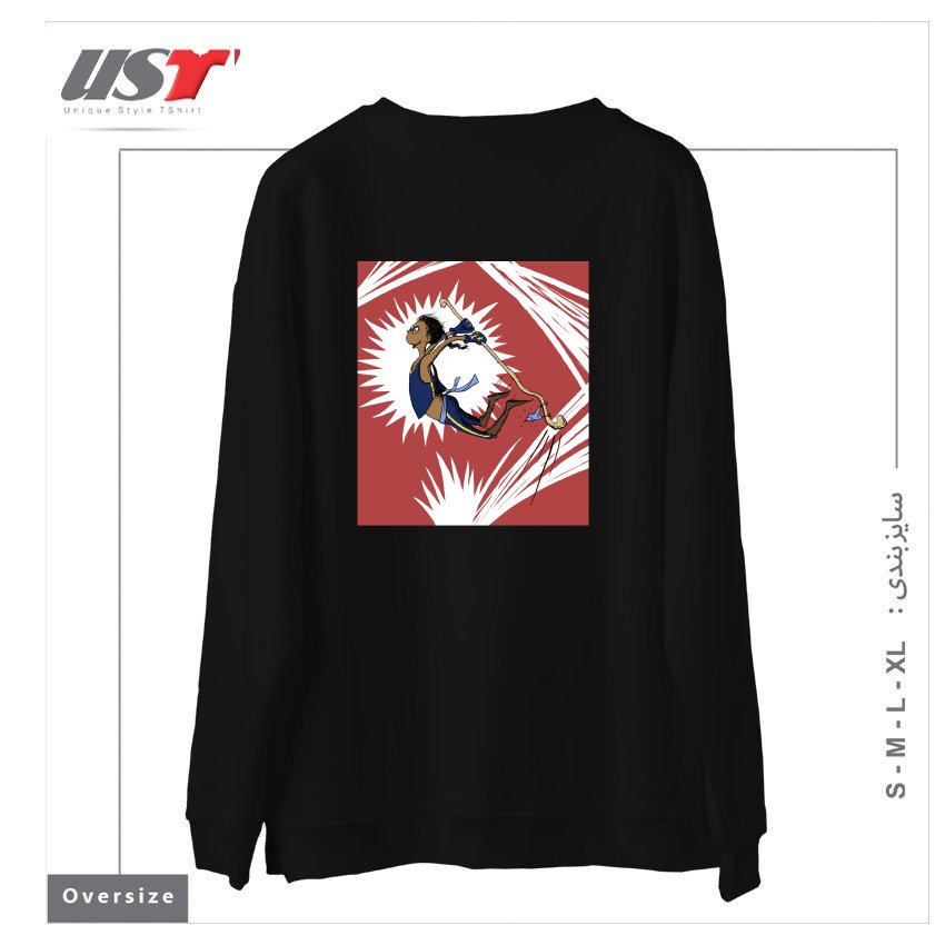 طرح DOPE MONK STUFF سوییشرت اورسایزرنگ مشکی