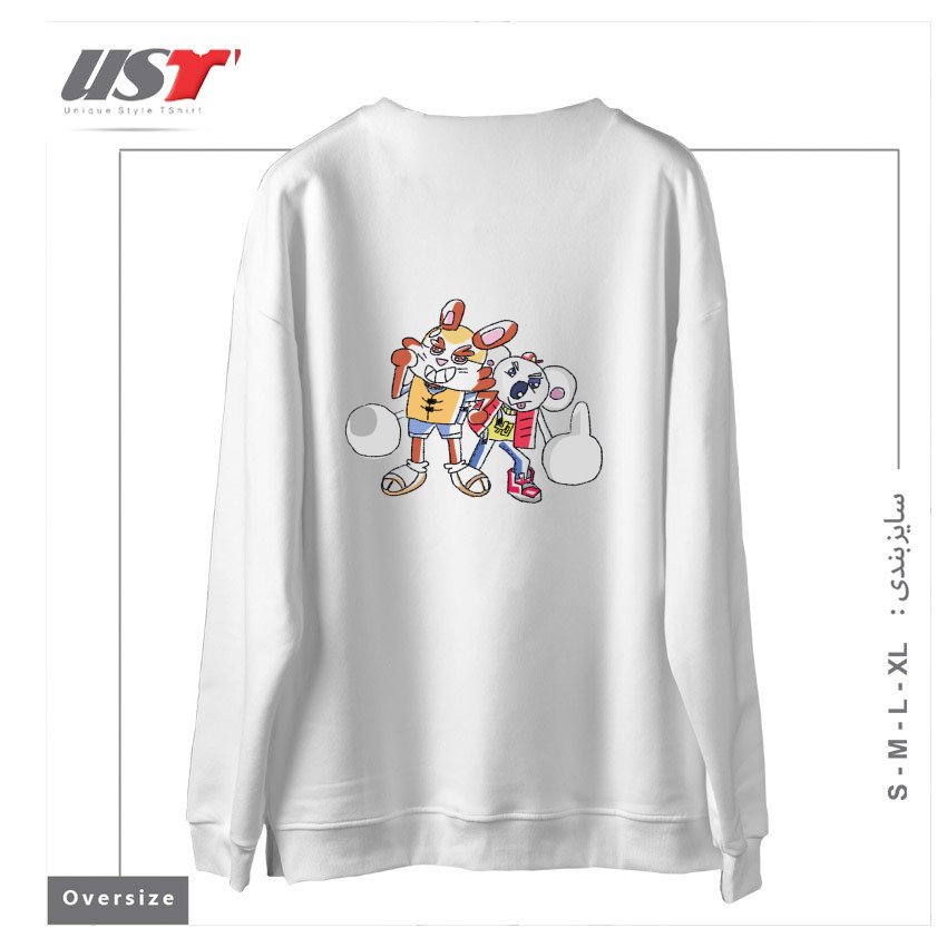 طرح EVAN & KEVIN سوییشرت اورسایزرنگ سفید