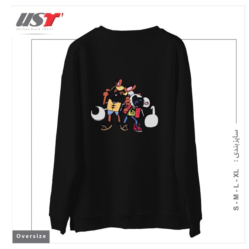 طرح EVAN & KEVIN سوییشرت اورسایزرنگ مشکی