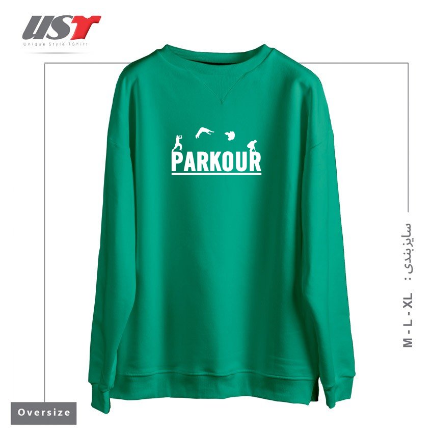 طرح PARKOUR LOGO سوییشرت اورسایزرنگ سبز سدری