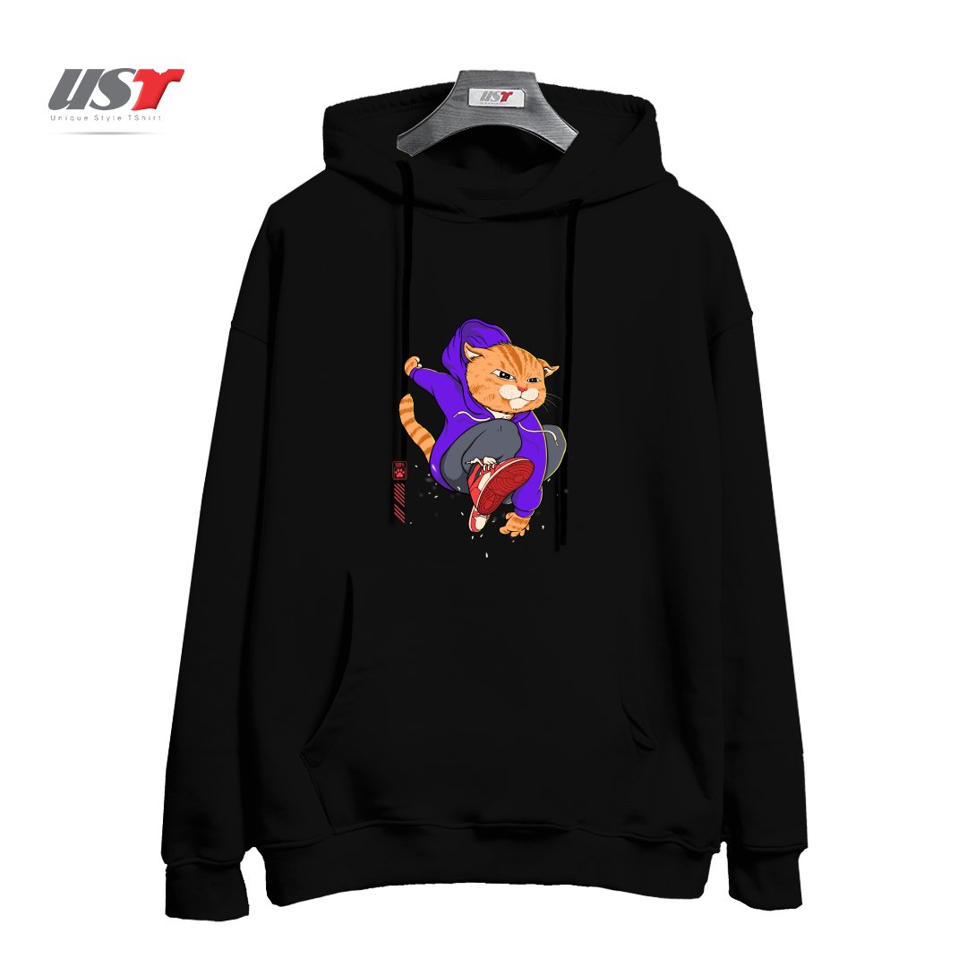 طرح PURRKOUR DOWNTOWN هودی اورسایزرنگ مشکی