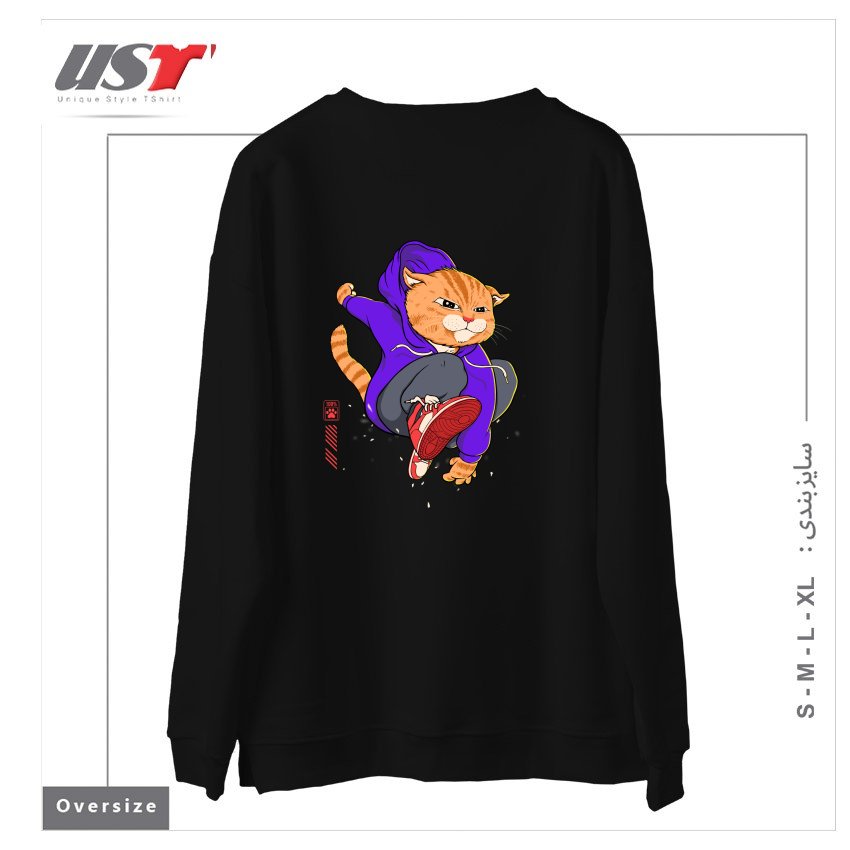 طرح PURRKOUR DOWNTOWN سوییشرت اورسایزرنگ مشکی