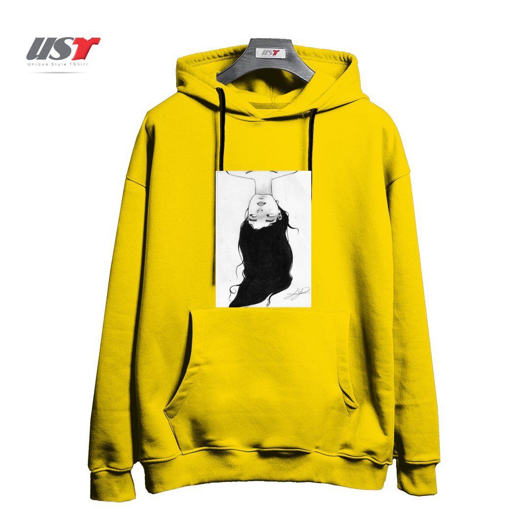 طرح WATER هودی اورسایزرنگ زرد