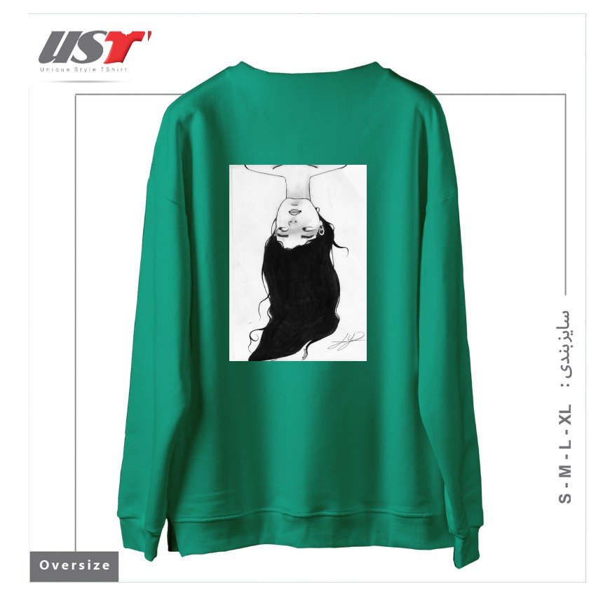 طرح WATER سوییشرت اورسایزرنگ سبز سدری