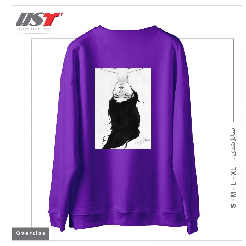 طرح WATER سوییشرت اورسایزرنگ بنفش