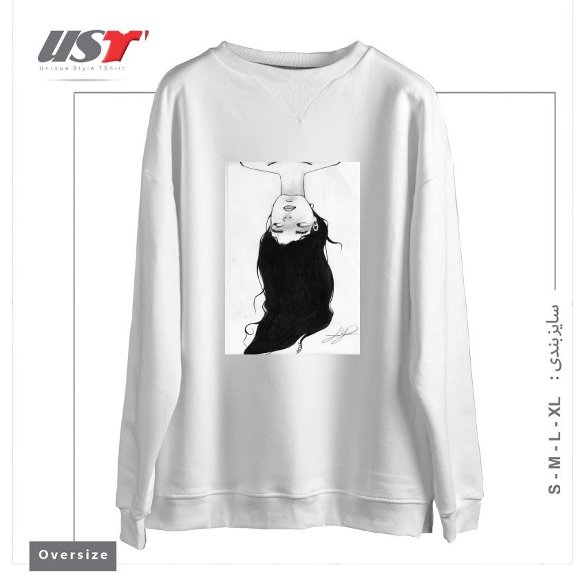 طرح WATER سوییشرت اورسایزرنگ سفید