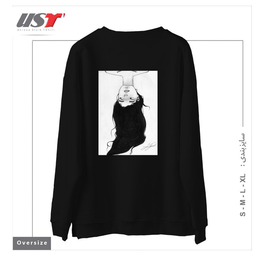 طرح WATER سوییشرت اورسایزرنگ مشکی