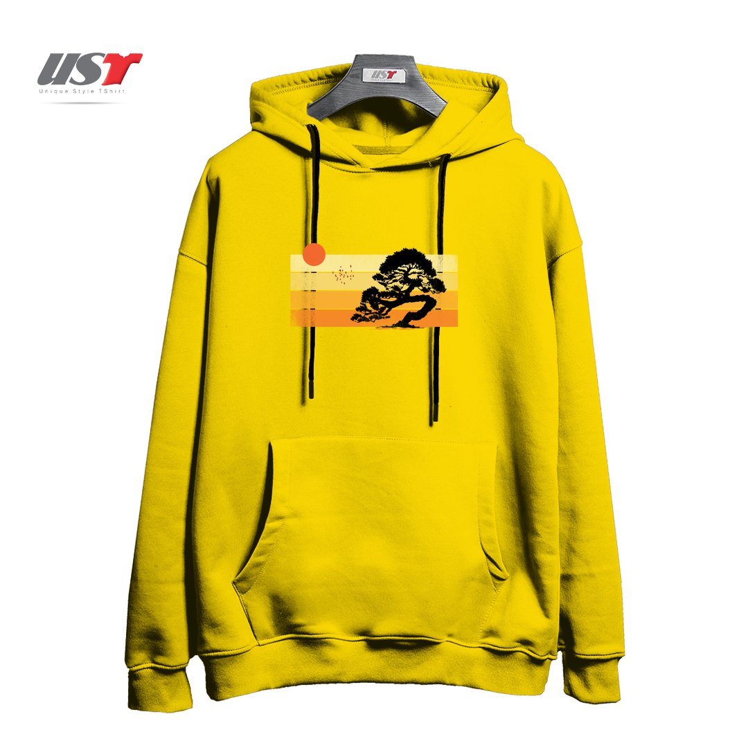 طرح A SUMMER TREE هودی اورسایزرنگ زرد